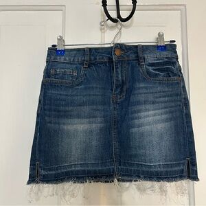 Dollhouse Frayed Hem Blue Mini Skirt